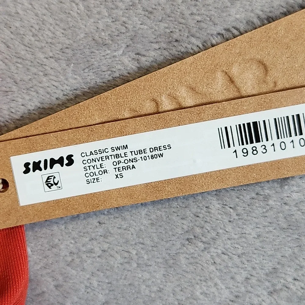 New SKIMS Iconic Classic Swim Convertible Tube Dress Terra Orange Red Size XS